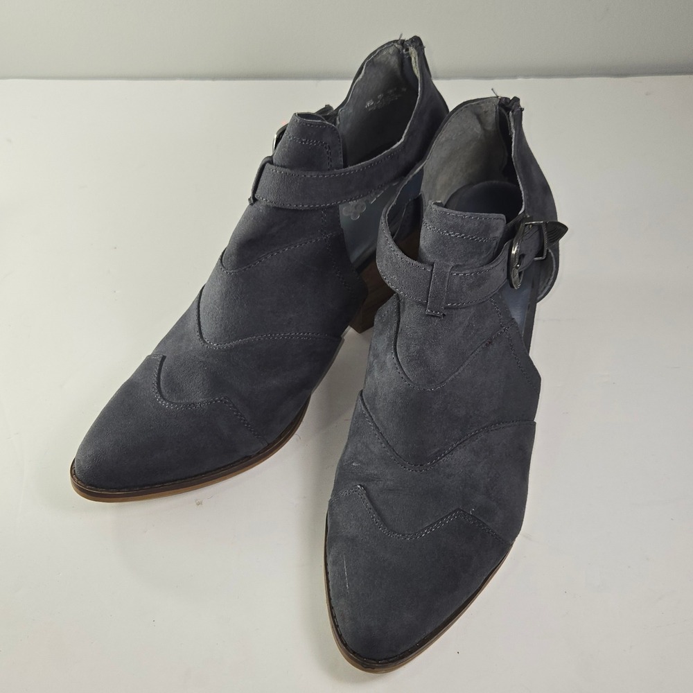 Carlos by Carlos Santana Ankle Boots Suede Buckle‎ Zipper Block Heel Gray US 11M